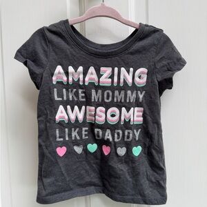 The Children's Place 3T Gray and Pink Mommy & Daddy Short Sleeve Tee Shirt